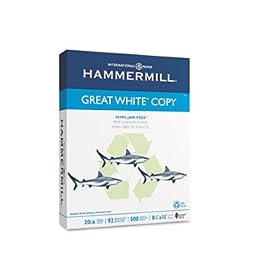 Hammermill 86700 - Great White Recycled Copy Paper, 92 Brightness, 20lb, 8-1/2 x 11, 5000 Shts/Ctn-HAM86700