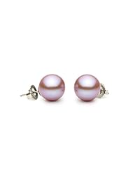 14KT Yellow Gold Elegant Set of 6.0-6.5mm Lavender Freshwater Pearls including Necklace Bracelet and Earrings.