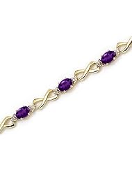 10K Yellow Gold Oval Amethyst and Diamond Bracelet