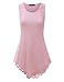 Doublju Women Sleeveless Asymmetrical Ribbed Tunic Tank Top Wth Lace Detail