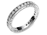 Diamond Channel Set Full Circle Platinum 3MM Band with Hand Engraving, Ring Size 6.5 Ctw 1.00