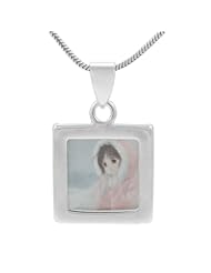Sterling Silver Square Picture Frame Pendant with Snake Chain