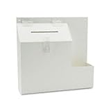 deflect-o 79803 Plastic Suggestion Box With Locking Top, 13-3/4W X 3-5/8D X 13H, White