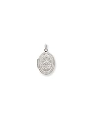 24in Rhodium-plated Engraved Medium Oval Locket Necklace