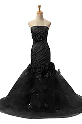 Strapless Mermaid Natural   Waistline Lace-Up Organza Evening Dress 