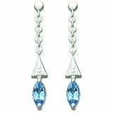 1.50 Ct.T.W. Genuine Marquise Cut Swiss Blue Topaz in Pure Sterling Silver Earrings