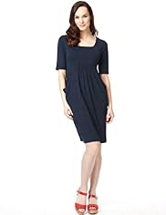 Square Neck Elasticated Waist Pockets Dress