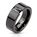 Jinique STR-0045 Stainless Steel Black IP Simple Band Ring with Rectagular Black Gem(12)