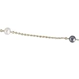 Cultured Black & White Pearl Station Gold Necklace
