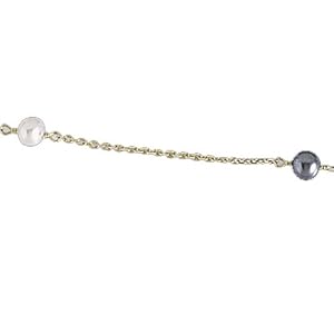 Cultured Black & White Pearl Station Gold Necklace
