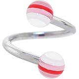 TRUE LOVE RED Stripe Spiral Twister Belly Ring