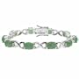 Sterling Silver Genuine Green Jade X and Oval Bracelet