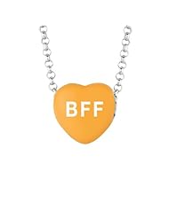 Sterling Silver 10mm Orange enamel Sweethearts BFF Heart Pendant