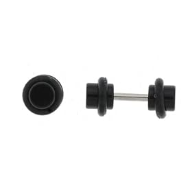Fake Acrylic Plugs - Black - 16g Wire - 4mm - Sold as a Pair
