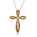 Yellow Gold Cross Pendant Necklace W Diamond 18 Length