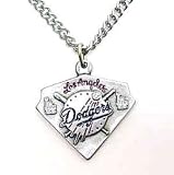 Los Angeles Dodgers Chain Necklace & Enameled Pewter Pendant - MLB Baseball Fan Shop Sports Team Merchandise