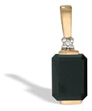 14K Yellow Gold Genuine Emerald-cut Black Onyx and Diamond Pendant