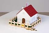 Spardose Haus mit Garten groß 29 x 29 x 18 cm mit Zaun