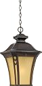 Quoizel NF1912TB Norfolk 21-Inch Extra Large Hanging Lantern with Amber Glass, Terra Bronze