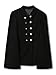 Persun Women Black Stand Collar Double Breasted Long Sleeve Cape Coat