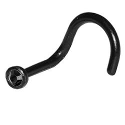 Black Bioplast Jet Austrian Crystal Nose Screw Ring