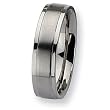 Ridged Edge Brushed and Polished Stainless Steel Ring (6.0 mm) - Sizes 6-13