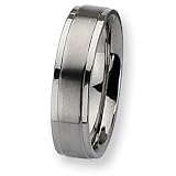 Ridged Edge Brushed and Polished Stainless Steel Ring (6.0 mm) - Sizes 6-13