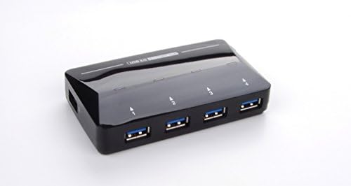 TRiver 4-Port USB 3.0 Hub with with one Smart Charging Ports for iPad / iPhone/SAMSUNG/HTC /LG /Black Berry Smartphone/Table PC Output 2.4A Max; With 5V/4A Power Adapter