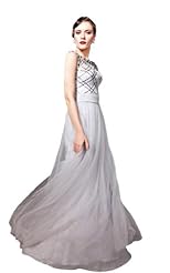 Sexy 2014 Crystals Crystal Beaded Applique Lace Chiffon/Taffeta/Tulle Prom Dress 