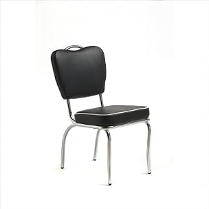 Retro Sweetheart Dining Chair in Bright Chrome [Set of 4] Vinyl: Omni Black by 