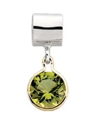 August Birthstone Dangle and Silver Slide for 3mm Bracelets