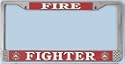 Fire Fighter Chrome Frame License Plate