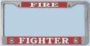 Fire Fighter Chrome Frame License Plate