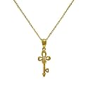10k Yellow Gold Key Pendant w/ Diamond Accent, 18"