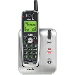 VTech CS5111 1-Handset Cordless Phone, Silver/Black