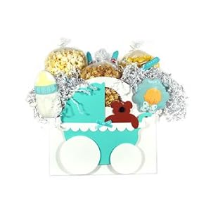 New Arrival - Loaded Baby Boy Gift Basket - Gourmet Popcorn Creation by America's Favorite Gourmet Popcorn Company - Cornzapoppin