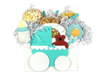 New Arrival - Loaded Baby Boy Gift Basket - Gourmet Popcorn Creation by America