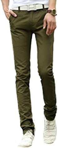 FENGTAI Men's Fashion slim Fit Cotton Casual Long Pants MilitaryGreen 33