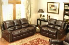 Picture of Abbyson Broadway Reclining Italian Leather Sofa and Loveseat (Two-Tone Burgundy) (39