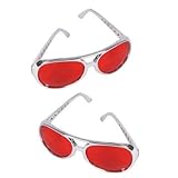 Red Elvis Aviator Sunglasses Chrome Frame