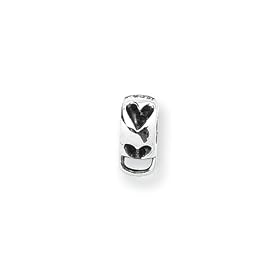 Heart Bead Holder for Clip-on Charms in Sterling Silver for 3mm Reflections, Expression, Kera, Pandora and SilveRado Bracelets & Necklaces