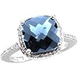 14K White Gold London Blue Topaz and Diamond Ring
