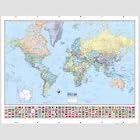 American Map 715758 Hammond Deluxe Laminated Rolled Political Reference World Map w/Flags, 52wx40h