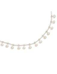 Liquid Silver with 15 White Cultured Freshwater Pearls Necklace