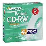6 Pack of 4x 8cm Rewritable Pocket CD-RW in Paper Box - 5 Pack