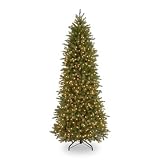7 1/2' Poly Jersey Fraser Pencil Slim Fir Hinged Christmas Tree; 650 Multi Lights-UL