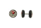 Genuine Ed Hardy Anodized Black Fake Plug - Love Kills Slowly Logo -16g Wire - 10mm - Sold as a Pair