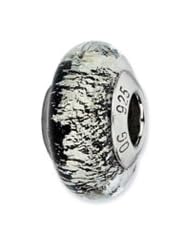 Sterling Silver Black/Silver Italian Murano Charm