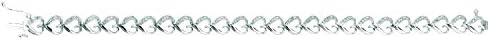 Silver Rhodium Plated Polish 7.25" Open Heart Link With .33 Carat Diamond Bracelet With Box Lock