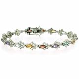 313O91hIKtL. SL160  Sterling Silver Genuine Garnet, Amethyst, Blue Topaz, Citrine, and Simulated Diamond cz Leaf Bracelet